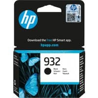 HP 932 Black Original Ink Cartridge, black packaging with blue butterflies and HP logo.