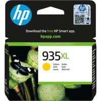 HP 935XL High Yield Yellow Ink Cartridge, black packaging with blue HP logo and butterfly image.