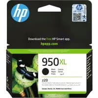 HP 950XL black ink cartridge in green and black packaging with HP logo and butterfly image.