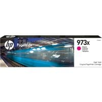 HP 973X magenta PageWide cartridge box with blue and magenta design, high yield label.