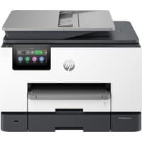 HP OfficeJet Pro 9135e printer, white and gray, touchscreen, paper tray, wireless, two-sided printing feature