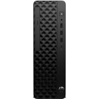 Black HP ProDesk desktop PC with textured front panel, USB ports, and power button on the right side.