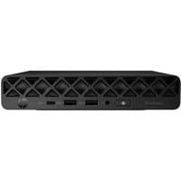Black HP ProDesk 4 Mini G1i with diamond-patterned front, Intel Core Ultra 7, two USB ports, and power button.