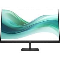 HP Series 3 Pro 27 inch FHD Monitor, slim black bezel, sleek stand, displaying abstract green wave design.