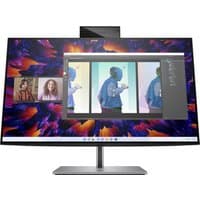 HP Z24m G3 QHD Conferencing Display with slim bezels, built-in webcam, and adjustable stand displaying video call.