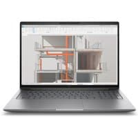 Silver HP Zbook X G1i laptop, 16" screen, slim design, backlit keyboard, featuring NVIDIA RTX PRO 2000 graphics.