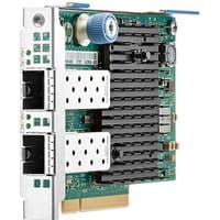 HPE 10Gb 2x 560FLR-SFP+ network card with dual SFP+ ports, green circuit board, and black heatsink.