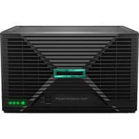 Black HPE ProLiant MicroServer Gen11 with horizontal vents, green LED lights, and front USB ports.