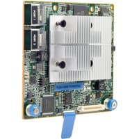 HPE Smart Array P408i-a SR Gen10 controller, green circuit board with silver heatsink and blue pull tab.