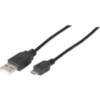 Black Hypertec USB 2.0 cable, 2m length, with USB A and Micro-USB B connectors.