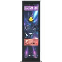 HYTE ACC-LK-Y7TTI-BB computer case part, black midi tower with front display showing time, weather, and graphics.