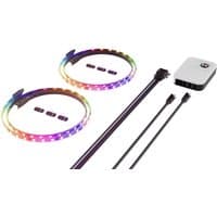 HYTE LS30 Universal LED strip with multicolor lights, two strips, connectors, and a white control box.