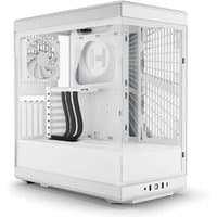 White HYTE Y40 Midi Tower with tempered glass panels, ventilation grills, and multiple expansion slots.