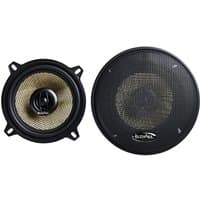 Black In Phase coaxial speakers with 5.25" cone, metallic grille, and central tweeter design.