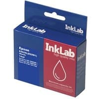 InkLab E502XL printer ink refill box, blue and red design with droplet icon, compatible with Epson printers.