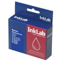 Blue and red InkLab E603XLY printer ink refill box with droplet icon and compatibility details.