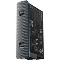 Black Insta360 X5 battery with textured grip, blue accent, and white text detailing specifications.