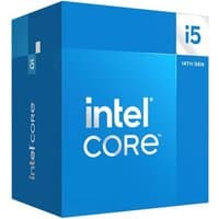 Blue Intel Core i5-14400 processor box with white text and 14th Gen label.