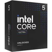 Intel Core Ultra 5 processor box, black with blue accents, large white text, and series number on top corner.