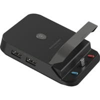 Black j5create JCD620 Mini Docking Station for Nintendo Switch with two USB ports and a foldable connector.