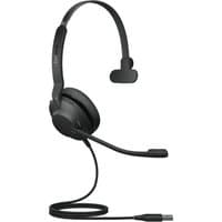 Black Jabra Evolve2 30 SE USB-A UC Mono headset with single earcup, adjustable headband, and attached microphone.