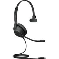 Mono black Jabra headset with USB-C connector, adjustable headband, and boom microphone.