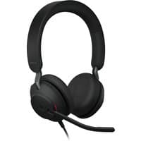 Black Jabra Evolve2 40 SE headset with cushioned ear cups, adjustable headband, and attached boom microphone.
