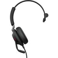 Black Jabra Evolve2 40 SE headset with cushioned ear pad, adjustable headband, and attached microphone.