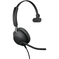 Black Jabra Evolve2 40 SE wired headset with head-band, boom microphone, USB Type-C and Type-A connectors.