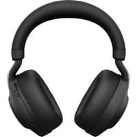 Black Jabra Evolve2 85 wireless over-ear headphones with cushioned ear cups and adjustable headband.