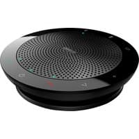 Black Jabra Speak 510 UC speakerphone with circular design, perforated grille, and touch controls on the edge.