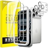 JETech screen protector and camera lens cover for iPhone 17 Pro Max, clear tempered glass, yellow packaging, 2-pack.