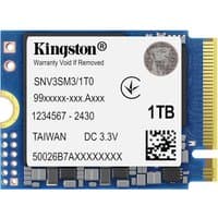 Blue Kingston 1000G NV3 M.2 2230 NVMe SSD with white label, black text, and QR code.