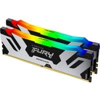 Kingston FURY 64GB DDR5 RAM kit with RGB lighting, black and silver heat spreaders, and Renegade branding.