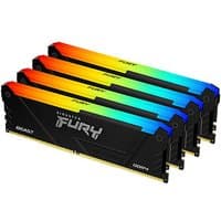 Kingston FURY Beast 128GB DDR4 RAM kit, black with RGB lighting, 3600MT/s, CL18, set of 4 DIMMs.