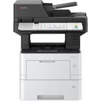 Black and white Kyocera ECOSYS MA4500ix laser printer with touchscreen, flatbed scanner, and paper tray.