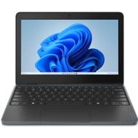 Grey Lenovo 100w Gen 5 laptop with 11.6" screen, black keyboard, Windows 11 interface displayed.