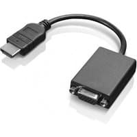 Black Lenovo HDMI to VGA adapter cable, 0.2 m length, with HDMI male and VGA female connectors.