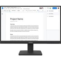 Black Lenovo ThinkVision S22-4e Monitor with slim bezels, rectangular base, displaying a document on the screen.