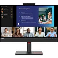 Lenovo ThinkVision T24v-30 monitor, 23.8" IPS, Full HD, black frame, built-in webcam, adjustable stand.