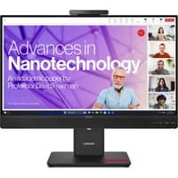 27-inch Lenovo ThinkVision T27QD-4v Monitor with slim bezels, built-in webcam, and adjustable black stand.