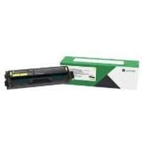 Lexmark 20N20Y0 yellow toner cartridge with black casing and green box packaging.