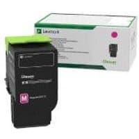 Lexmark 78C20M0 magenta toner cartridge, black with green top, box in background with magenta dot and branding.