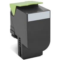 Black Lexmark 802HK toner cartridge with green top and rectangular shape.