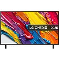 50" LG QNED AI 4K Smart TV with thin black bezel, vibrant abstract color display, and dual stand feet.