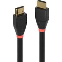 Black Lindy 25m Active HDMI 18G Cable with gold-plated connectors and red accents.