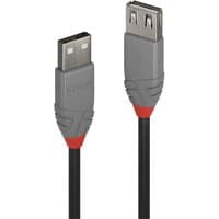 Gray Lindy 2m USB 2.0 Type A extension cable with red accents and black cable.