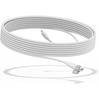 White Logitech Rally Mic Pod Extension Cable, coiled with USB-C connectors on both ends.