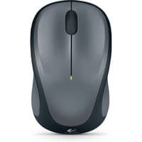 Gray Logitech Wireless Mouse M235 with black accents and scroll wheel, ergonomic design.