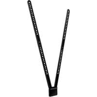 Black V-shaped Logitech XL TV mount with adjustable arms and multiple holes for MeetUp conference camera.